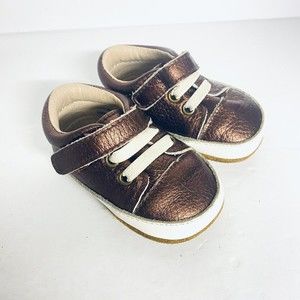 Monkey Feet size 3-6 Months Metallic Chocolate Copper Soft Shoes